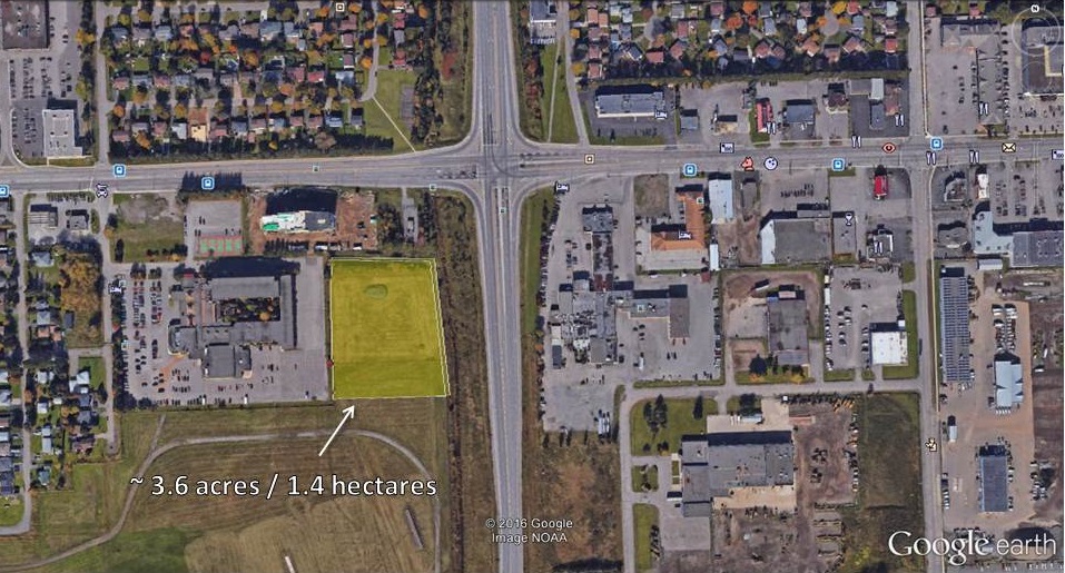 An aerial view of Thunder Bay airport's available land to the north near highway 61